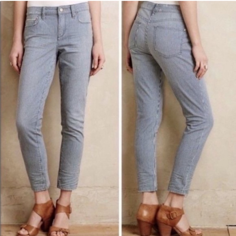 Anthro‎ Pilcro and the Letterpress High Rise Straight Leg Stripe Jeans size 29